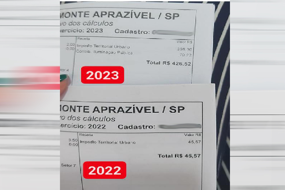 Moradora publicou carnês de 2022 e 2023 (reprodução rede social)